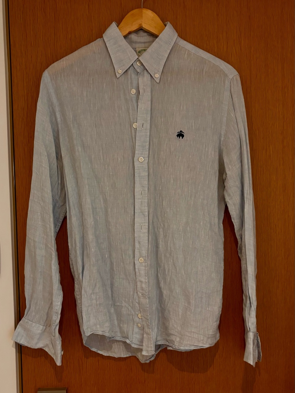 Brooks Brothers 100% Linen Button Down Shirt Light Blue Men’s Small